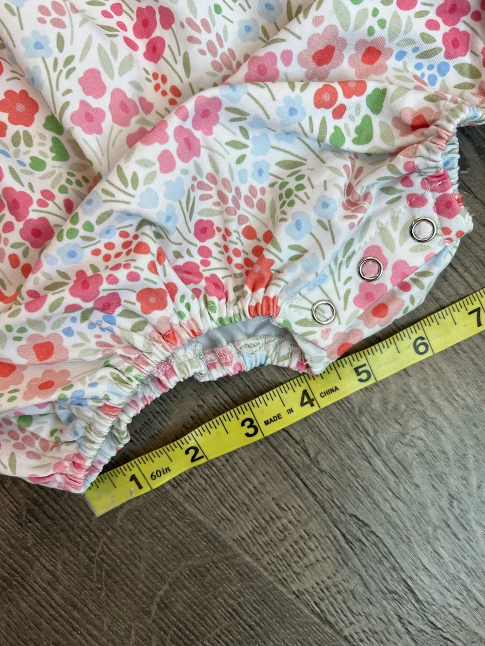 Girls Floral Bubble Romper - 3T - Picture 6 of 7